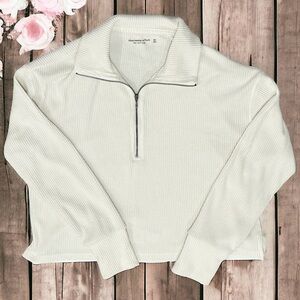 Abercrombie & Fitch Soft-Cozy Ribbed quarter Zip sweater women’s size XS A&F